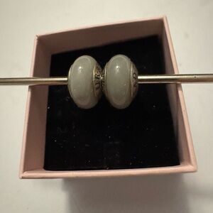 True Beadz brand 2 glass beads in true cement color